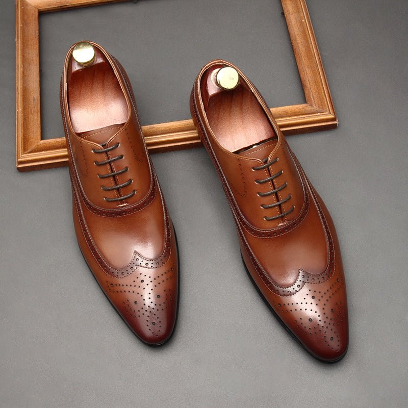 Pointed Toe Wingtip Brogue Oxford Shoes Groom Wedding Dress Shoes Menyes