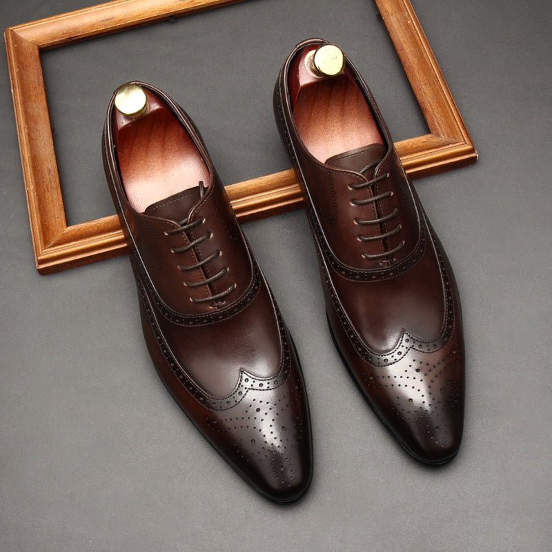 Pointed Toe Wingtip Brogue Oxford Shoes Groom Wedding Dress Shoes Menyes