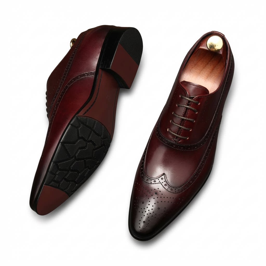 Pointed Toe Wingtip Brogue Oxford Shoes Groom Wedding Dress Shoes Menyes