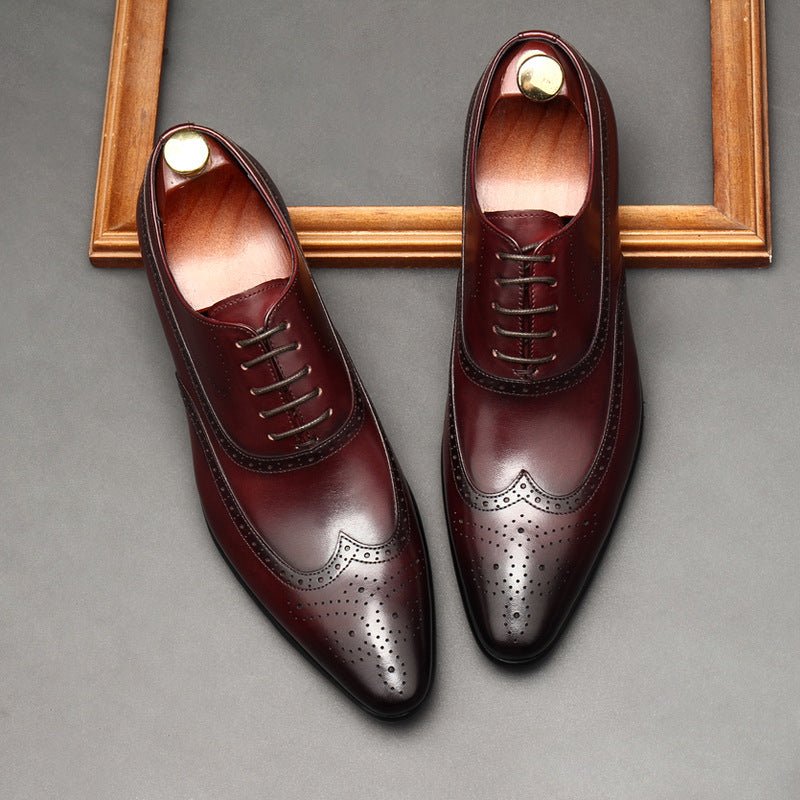 Pointed Toe Wingtip Brogue Oxford Shoes Groom Wedding Dress Shoes Menyes