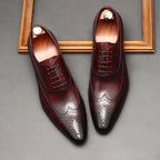 Pointed Toe Wingtip Brogue Oxford Shoes Groom Wedding Dress Shoes Menyes