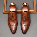 Pointed Toe Wingtip Brogue Oxford Shoes Groom Wedding Dress Shoes Menyes