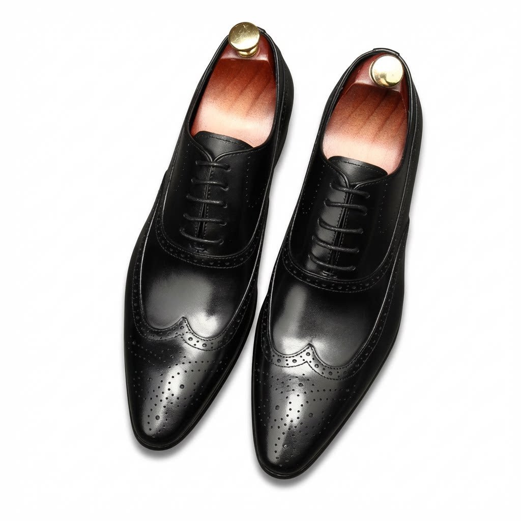Pointed Toe Wingtip Brogue Oxford Shoes Groom Wedding Dress Shoes Menyes