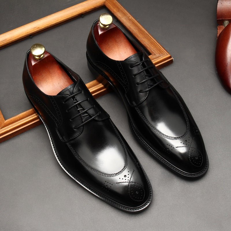 Premium Perforated Derby Shoes: Elegant Business Formal Dress Shoesyes
