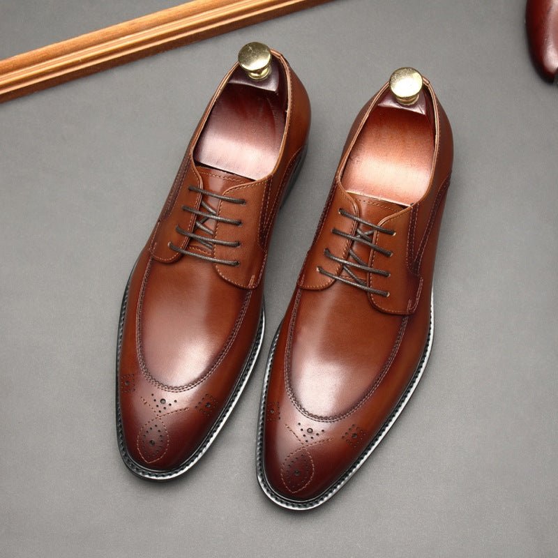 Premium Perforated Derby Shoes: Elegant Business Formal Dress Shoesyes