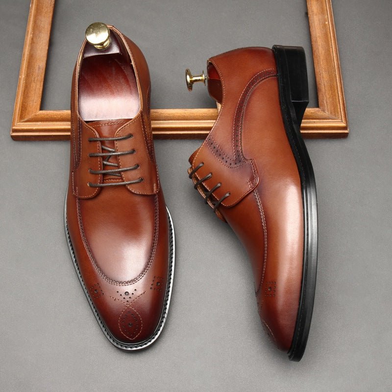 Premium Perforated Derby Shoes: Elegant Business Formal Dress Shoesyes