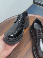 Men's Wingtip Brogue Chunky Lug Sole Leather Derby Shoes