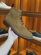Men's Suede Wingtip Brogue Lace-Up Ankle Dress Boots