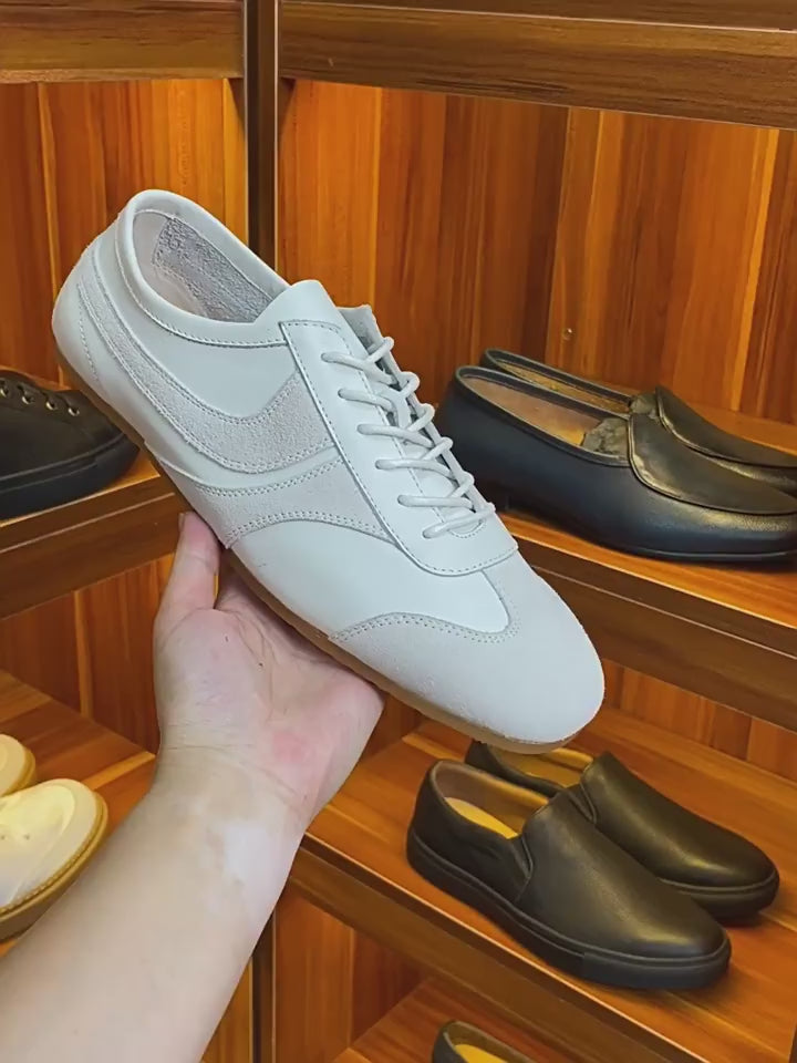 Men's Retro Leather Gum-Sole Low-Profile Trainers