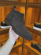 Men's Suede Plain Toe Side-Zip Chelsea Ankle Boots