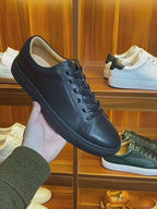 Men's Classic Triple-White Leather Low-Top Sneakers