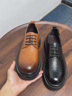 Men's Pebble Grain Chunky Lug Sole Leather Derby Shoes
