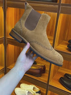Wingtip Brogue Suede Chelsea Boots for Men