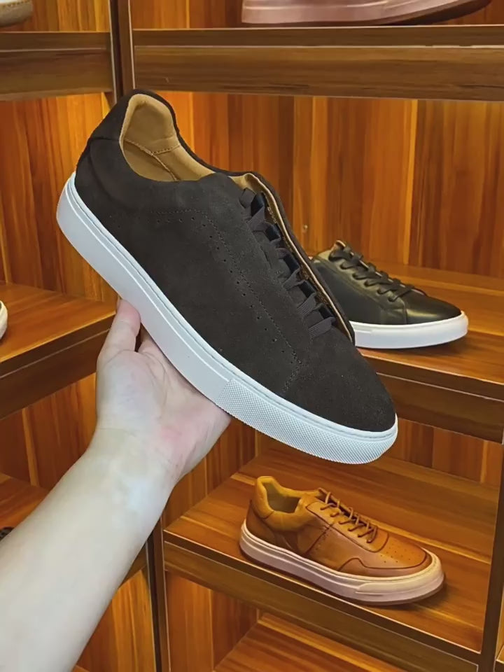 Men's Plain-Toe Suede Low-Top Sneakers