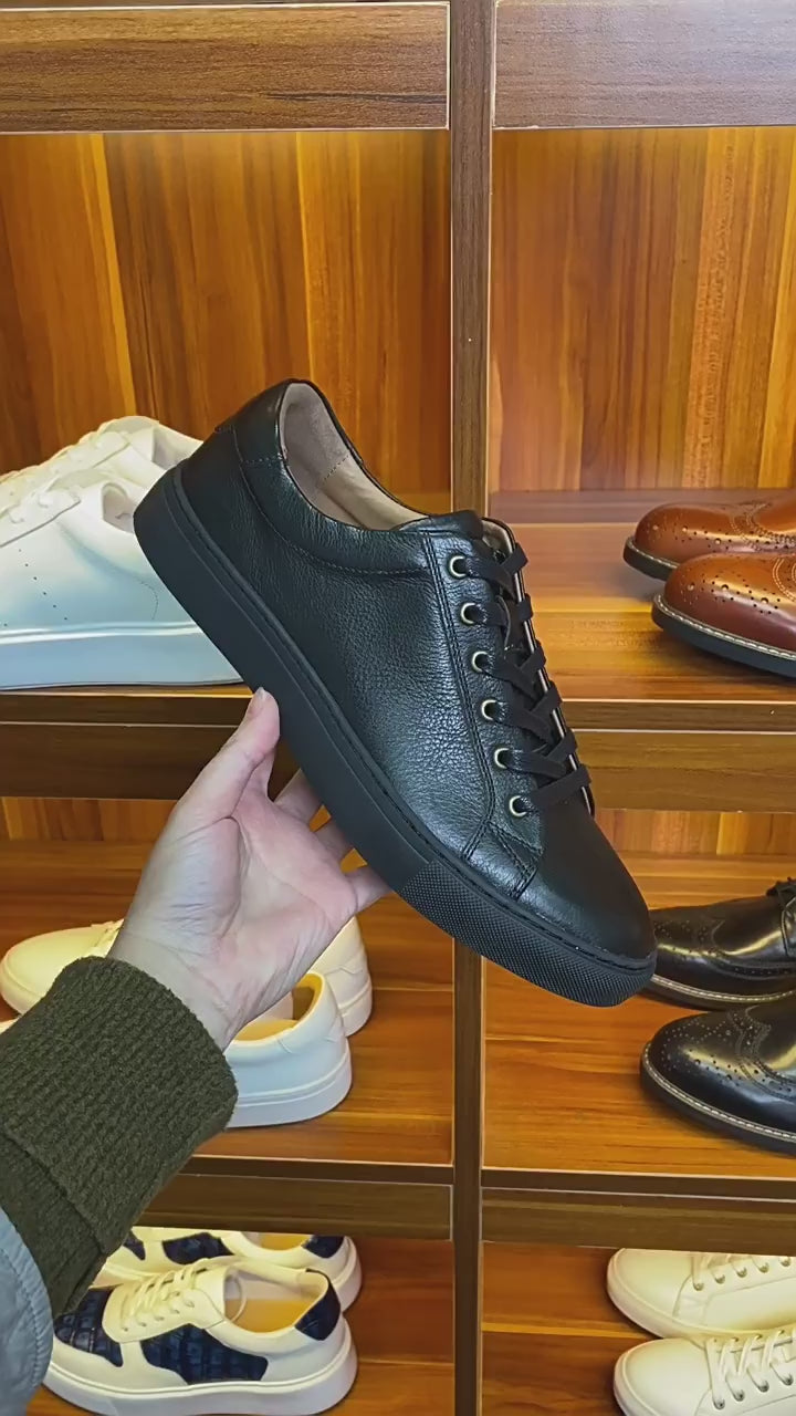 Men's Luxury Full-Grain Leather Low-Top Sneakers