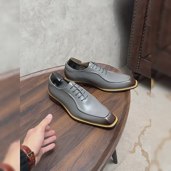 Men's Italian Chisel Apron Toe Leather Oxford Shoes