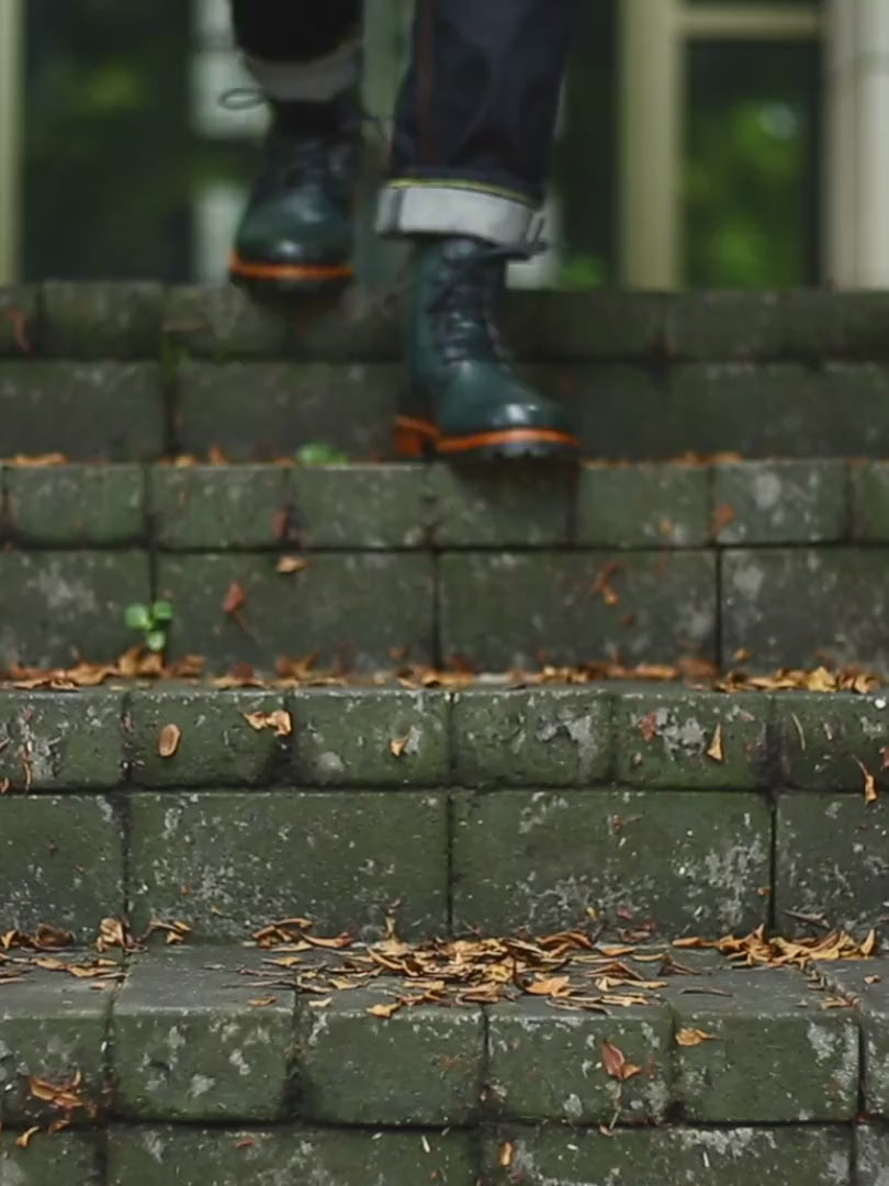 Burnished Leather Side-Zip Service Boots for Men