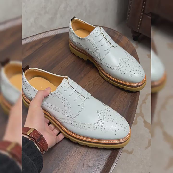 Men's Wingtip Brogue Chunky Gum Lug Sole Derby Shoes