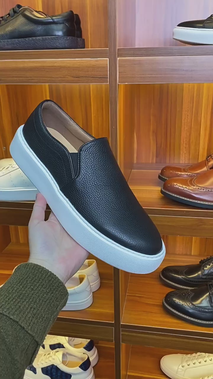 Men's Premium Pebbled Leather Slip-On Loafers