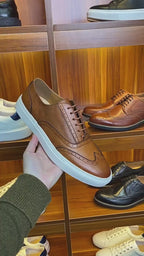 Men's Wingtip Brogue Leather Low-Top Sneakers
