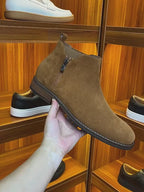 Men's Suede Plain Toe Side-Zip Chelsea Ankle Boots