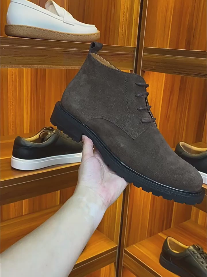 Plain Toe Suede Lace-Up Chukka Boots for Men