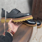 Men's Croc Wingtip Brogue Chunky Gum Lug Sole Derby Shoes
