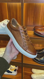 Men's Luxury Full-Grain Leather Low-Top Sneakers