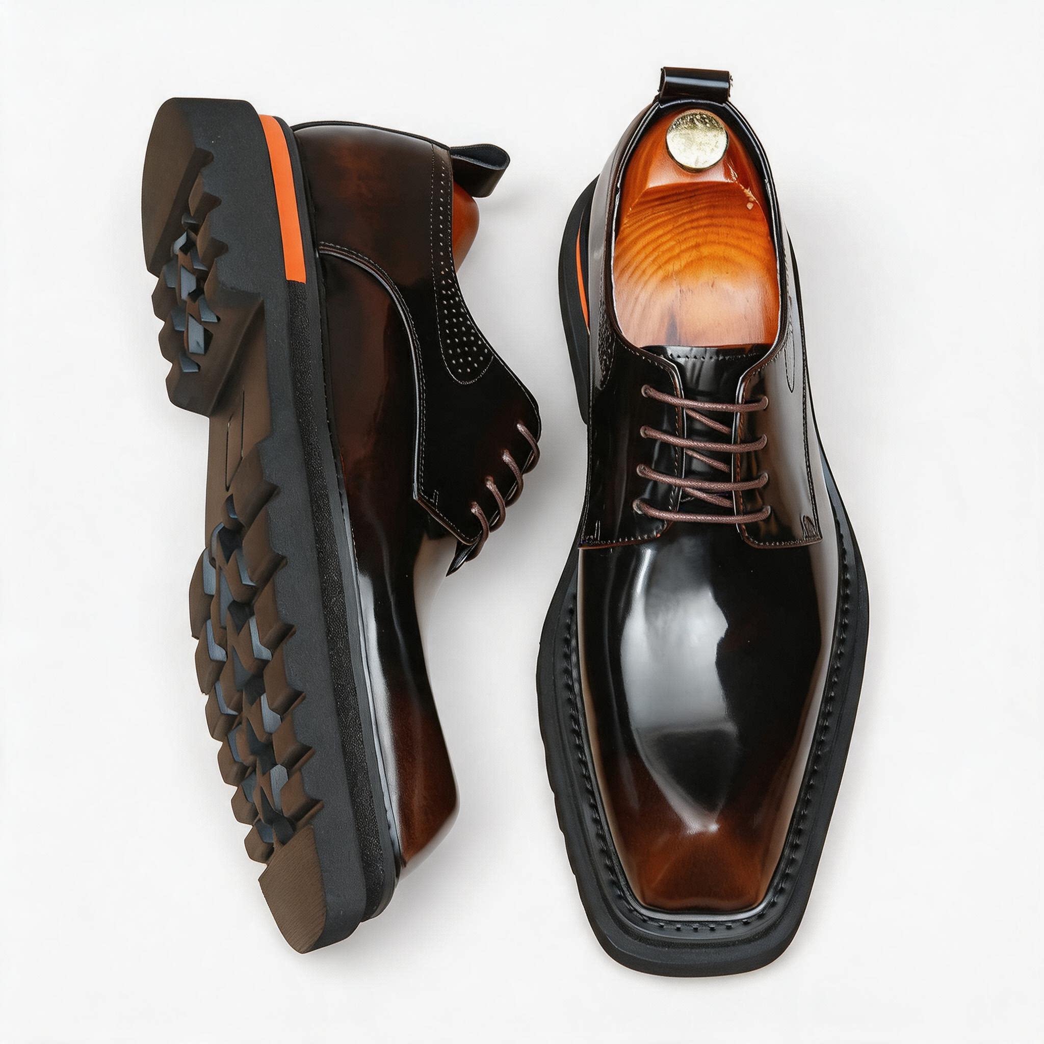 Mens Fashion Derby Shoes: Square Toe Dress Shoes for Party & Club25887