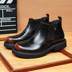 round toe mens formal ankle boots thick sole chelseayes