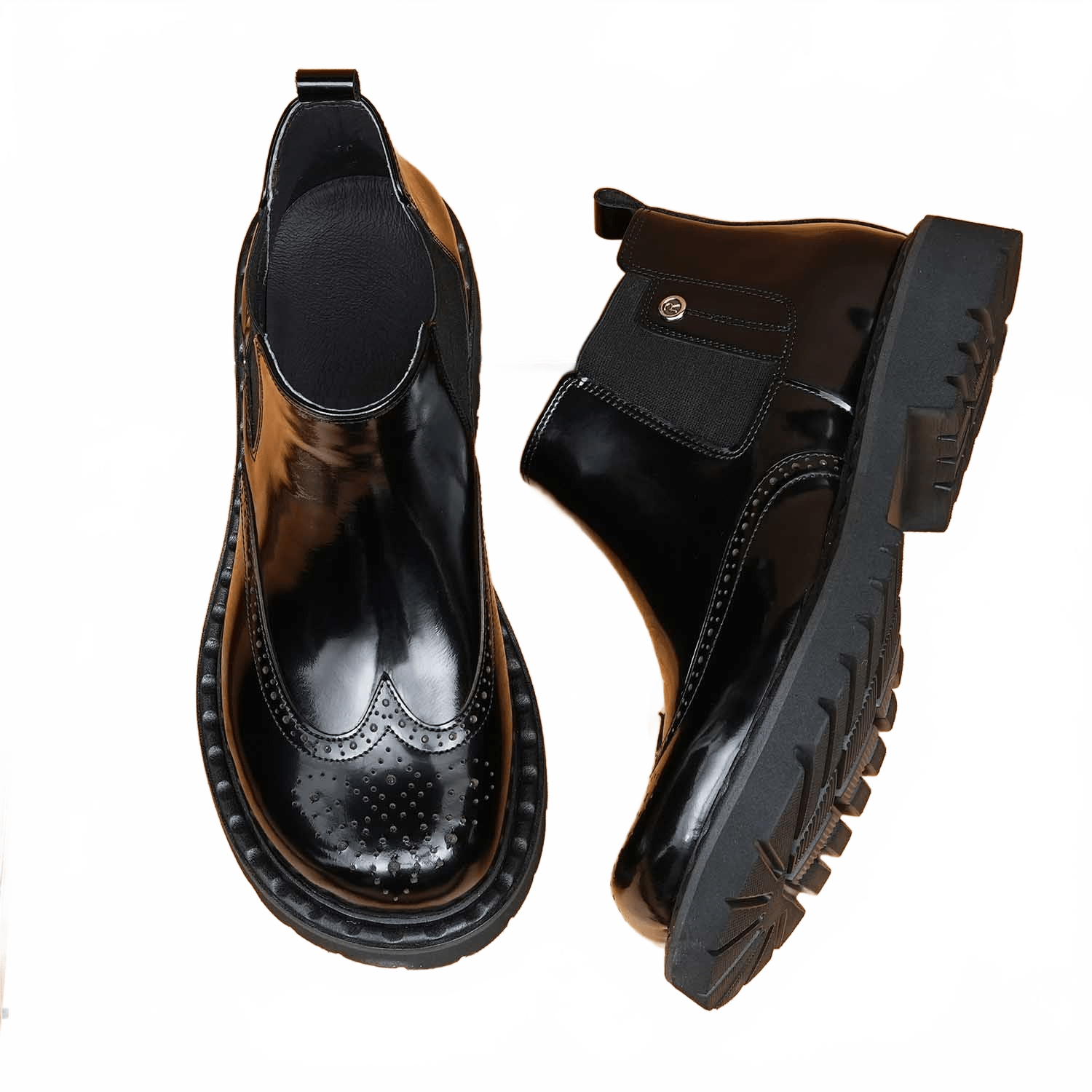 round toe mens formal ankle boots thick sole chelseayes