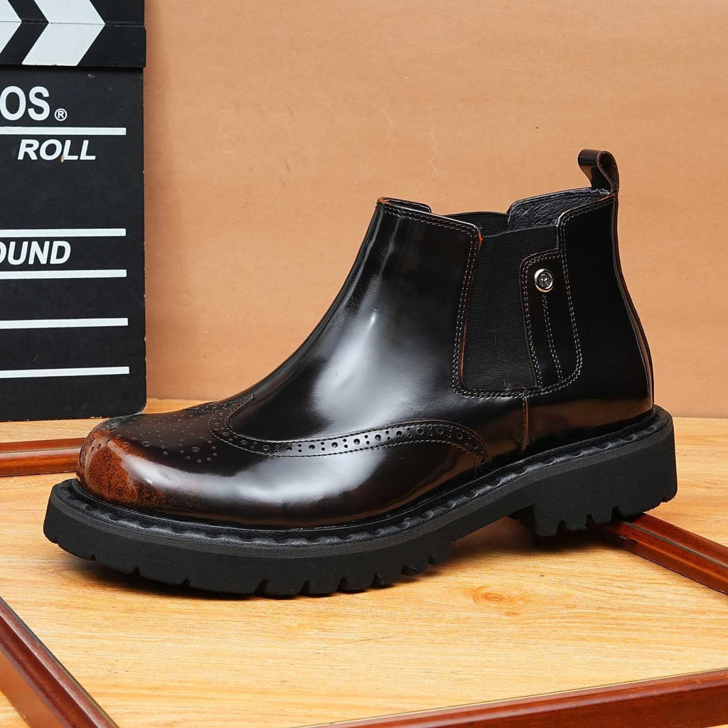round toe mens formal ankle boots thick sole chelseayes