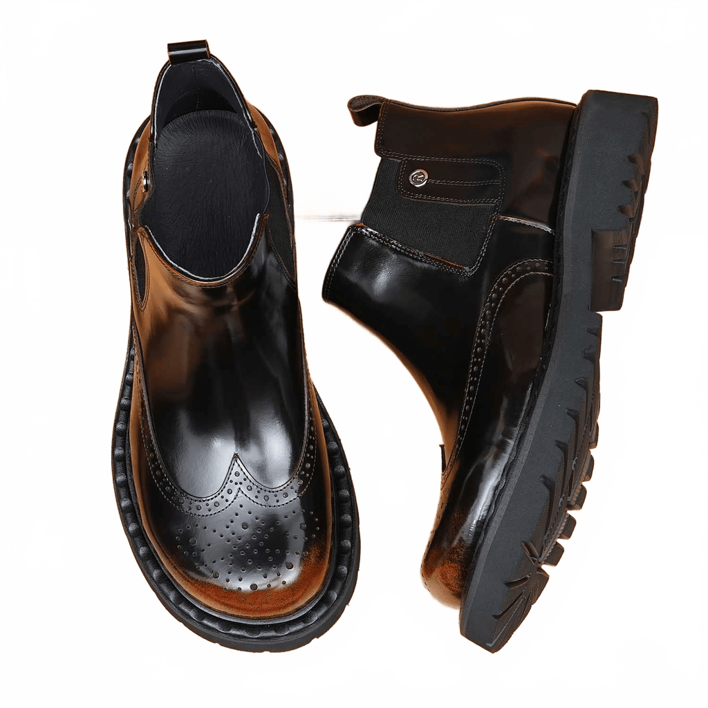 round toe mens formal ankle boots thick sole chelseayes