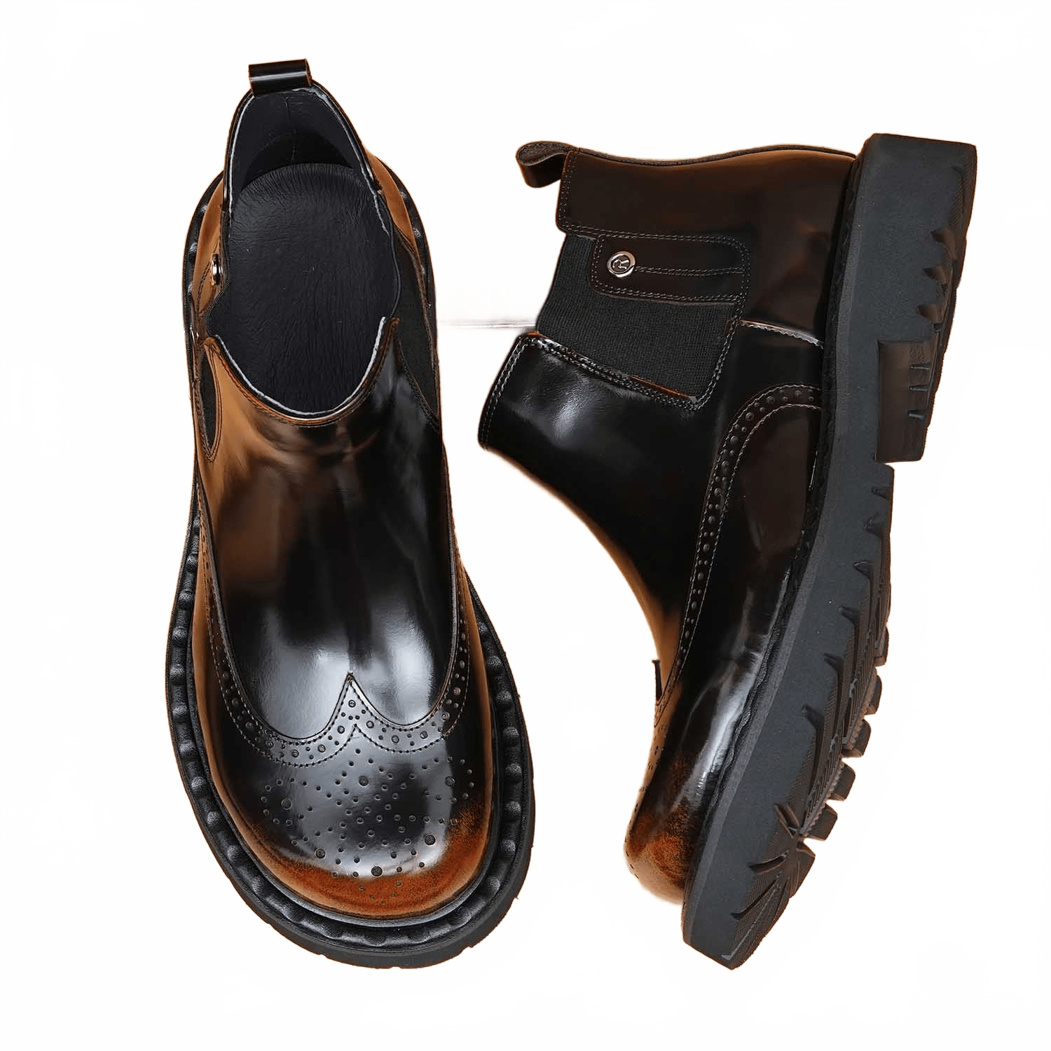 round toe mens formal ankle boots thick sole chelseayes