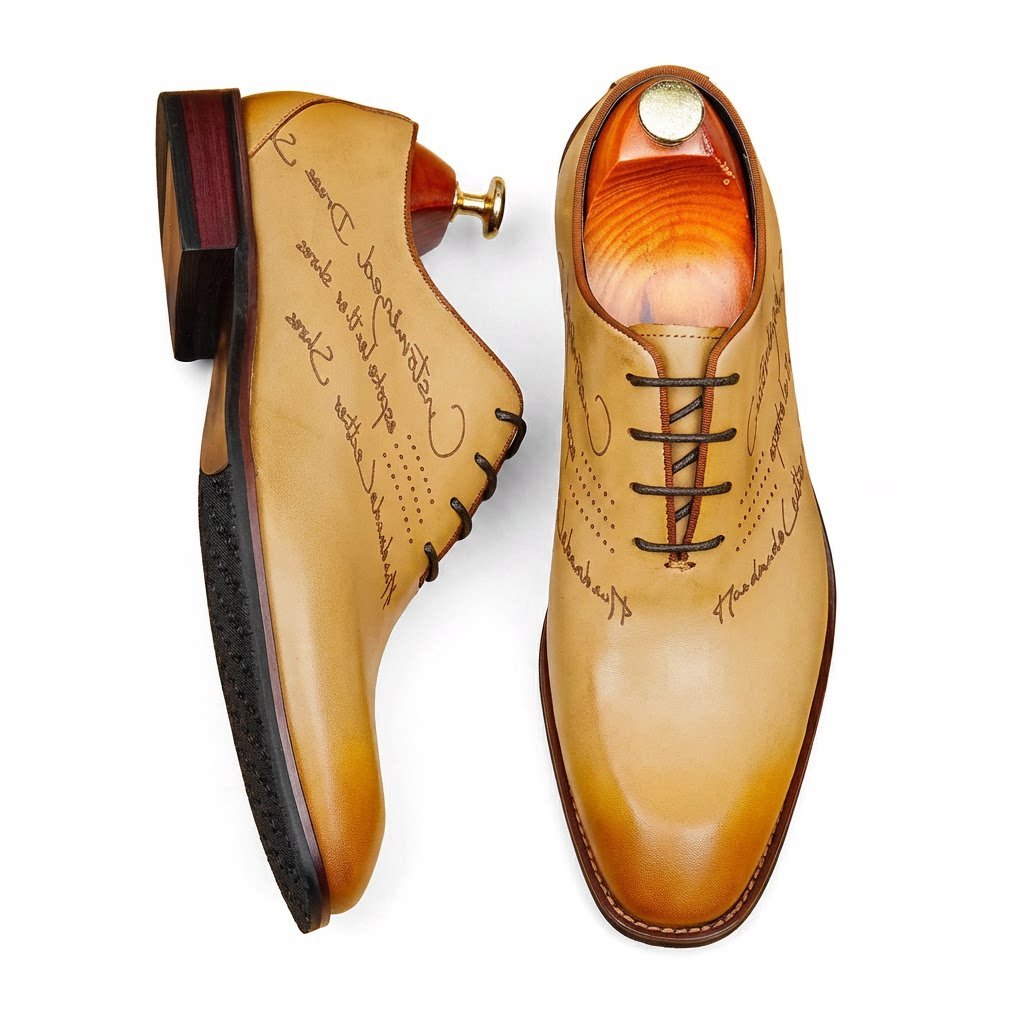 Script Engraved Oxford Shoes Elegant Gala Party Dress Shoes Menyes