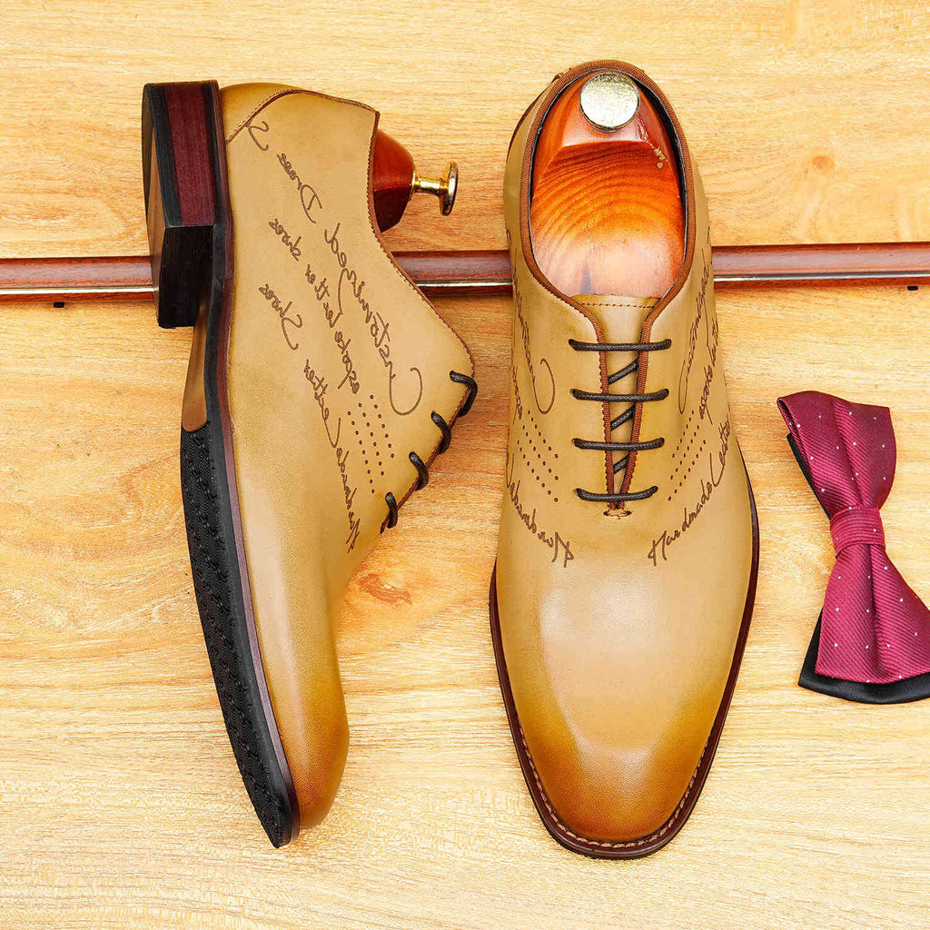 Script Engraved Oxford Shoes Elegant Gala Party Dress Shoes Menyes