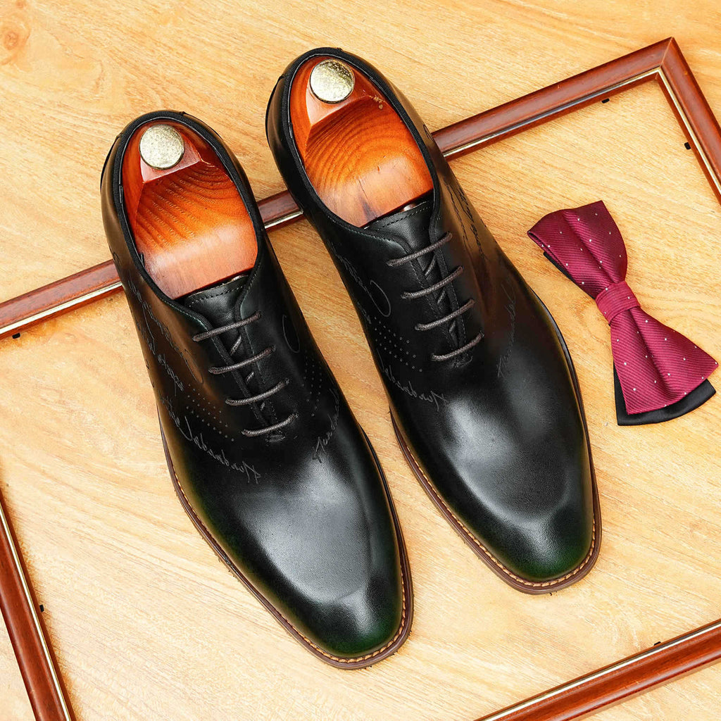 Script Engraved Oxford Shoes Elegant Gala Party Dress Shoes Menyes
