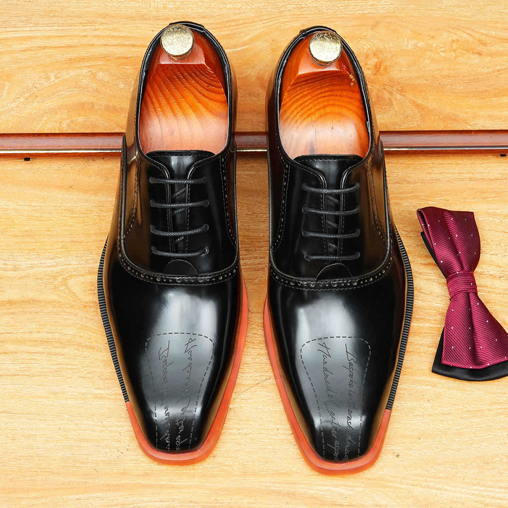 Script Oxford Shoes Contrast Sole Evening Party Dress Shoes Menyes