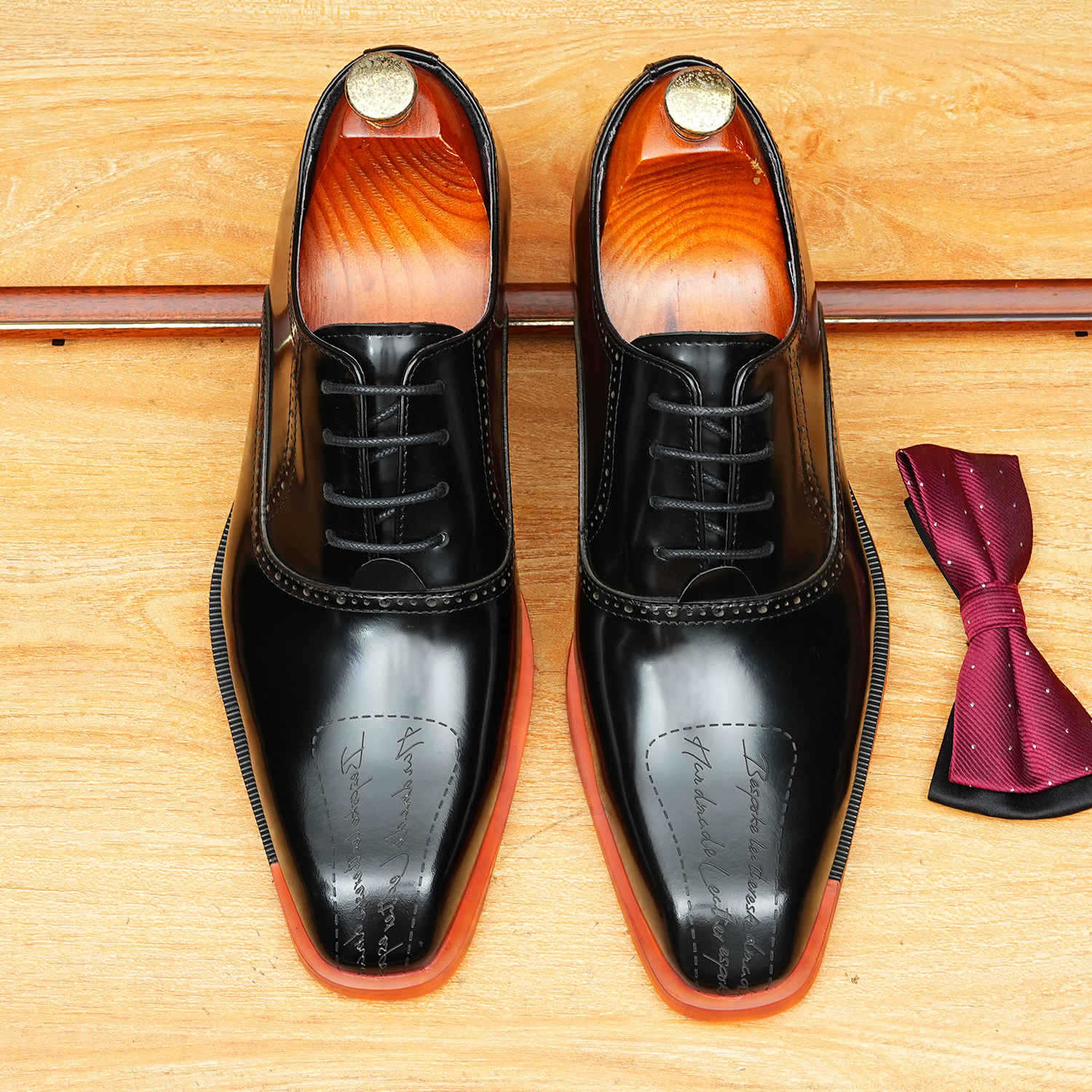 Script Oxford Shoes Contrast Sole Evening Party Dress Shoes Menyes
