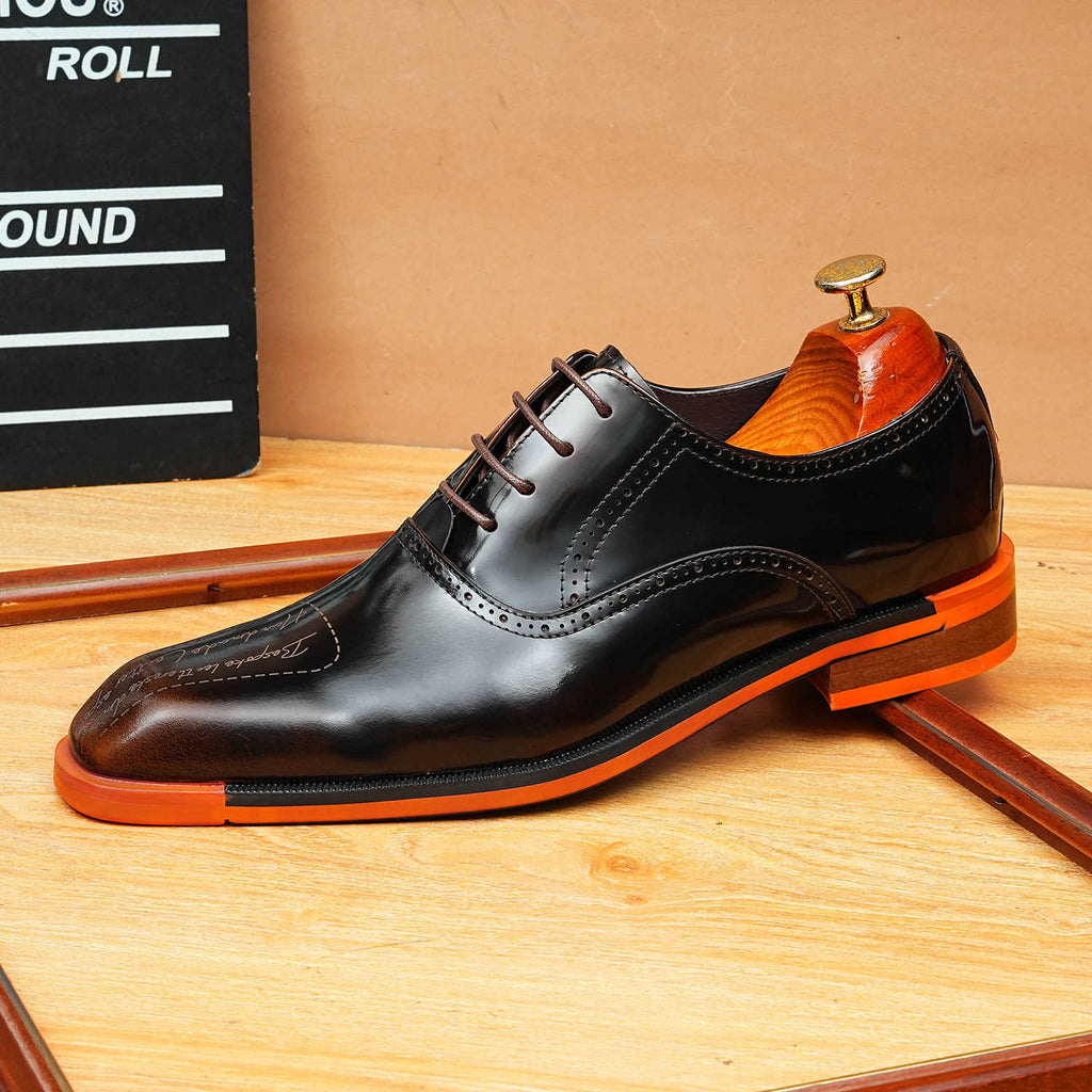 Script Oxford Shoes Contrast Sole Evening Party Dress Shoes Menyes
