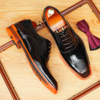 Script Oxford Shoes Contrast Sole Evening Party Dress Shoes Menyes