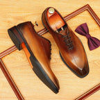 Scritto Patina Oxford Shoes Modern Groom Wedding Dress Shoes Menyes