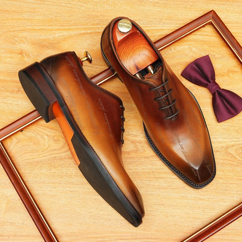 Scritto Patina Oxford Shoes Modern Groom Wedding Dress Shoes Menyes