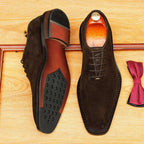 Sharp Men's Handmade Suede Leather Oxford Dress Shoesyes