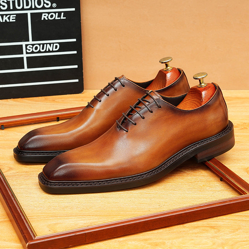 bomeishoes Lace-up men's shoes office casual Oxford dress shoes Brown