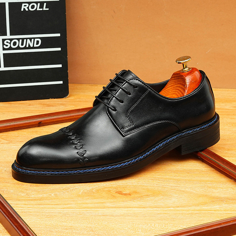 bomeishoes office casual shoes men's Lace-up Oxford dress shoes Black