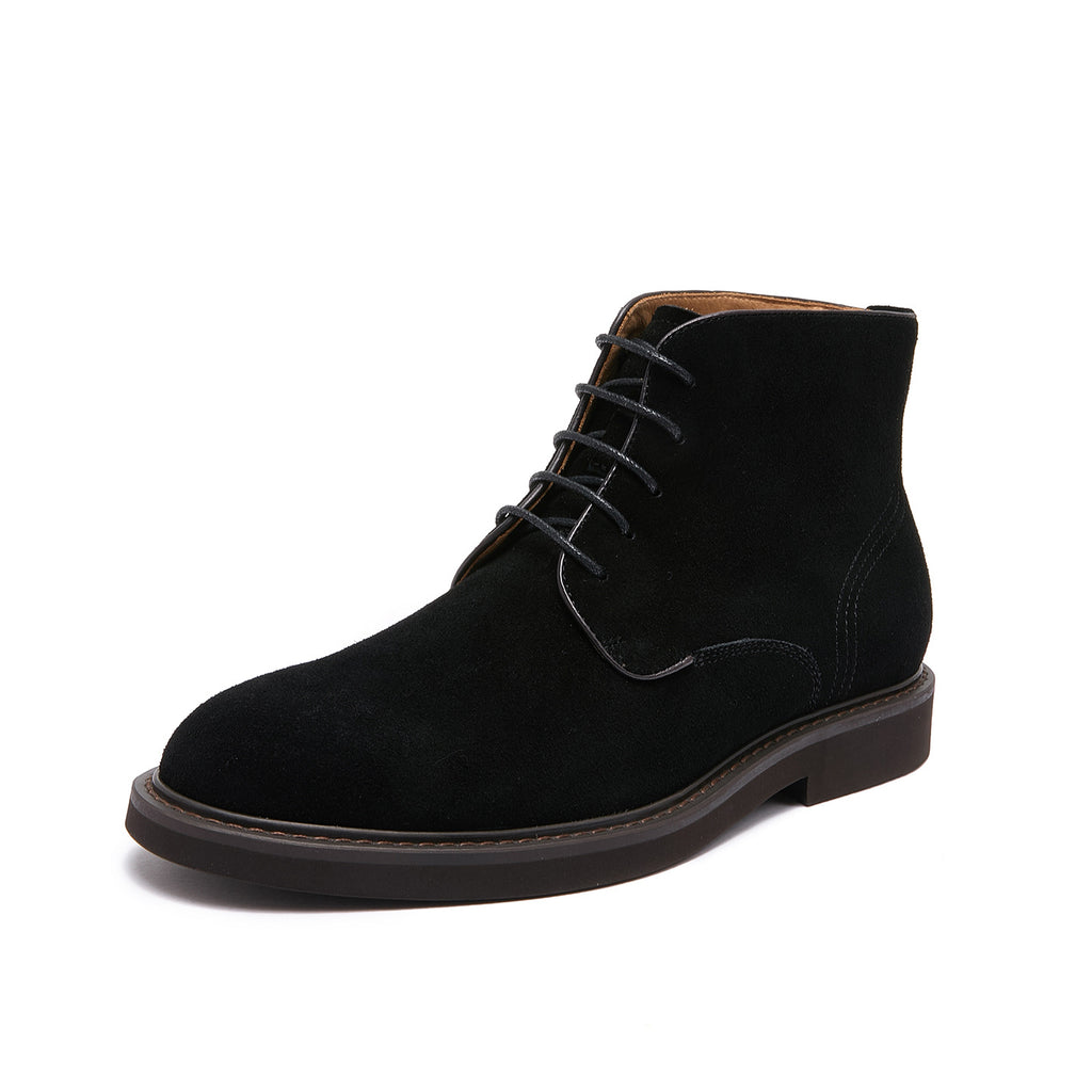 Men's Suede Plain Toe Stitched Welt Derby Ankle Boots