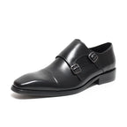 Fashion Men's Double Buckle Dress Shoes Genuine Leather