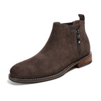 Men's Suede Plain Toe Side-Zip Chelsea Ankle Boots