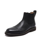 Black suede chelsea dress boots with elastic gore and pointed toe